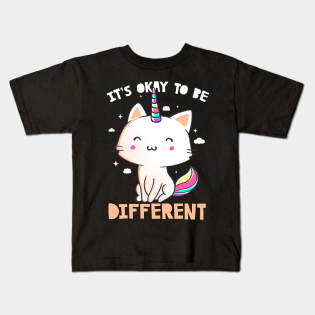 It's Okay To Be Different Cute Unicorn Gift Kids T-Shirt by eduely